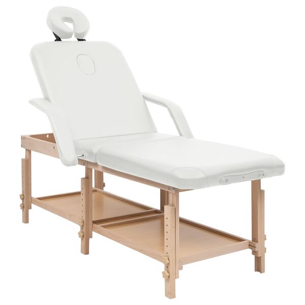 vidaXL Table de massage à 3 zones Blanc Similicuir