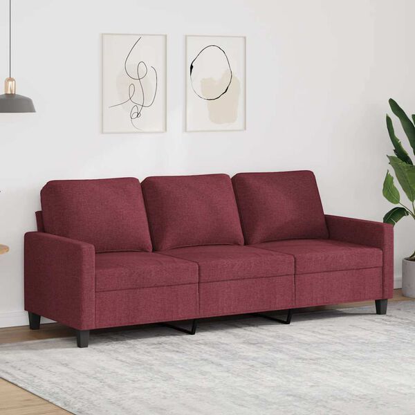 vidaXL Canap&eacute; &agrave; 3 places Rouge bordeaux 180 cm Tissu