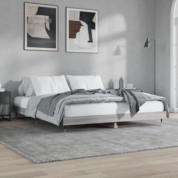 vidaXL Cadre de lit sans matelas sonoma gris 160x200cm bois ing&eacute;nierie