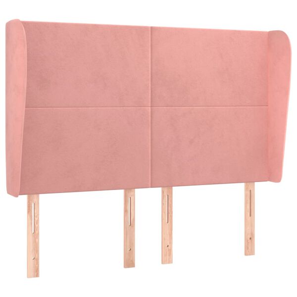 vidaXL T&ecirc;te de lit avec oreilles Rose 147x23x118/128 cm Velours