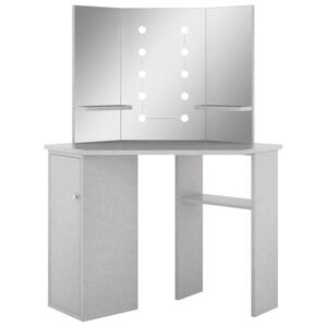 vidaXL Coiffeuse d'angle avec LED Gris b&eacute;ton 111x54x141,5 cm