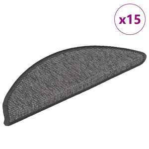 vidaXL Tapis d'escalier 15 pi&egrave;ces 56 x 17 x 3 cm Beige et gris Demi-rond