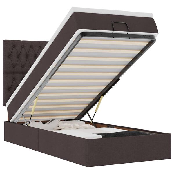vidaXL Cadre de lit ottoman avec matelas marron fonc&eacute; 80x200 cm tissu
