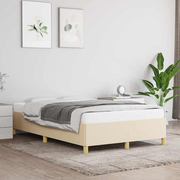 vidaXL Cadre de lit sans matelas cr&egrave;me 120x190 cm tissu