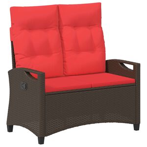 vidaXL Banc de jardin avec oreiller Marron et rouge 105 x 60 x 112 cm