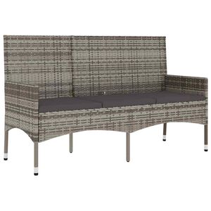 vidaXL Banc de jardin &agrave; 3 places avec coussins Gris R&eacute;sine tress&eacute;e