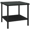vidaXL Table d'appoint noir 45x45x45 cm poly rotin et verre tremp&eacute;