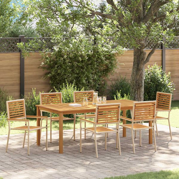 vidaXL Ensemble de salle à manger pour jardin 7 pcs Beige Poly rotin