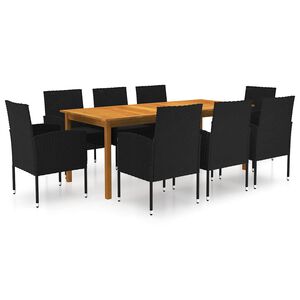 vidaXL Ensemble &agrave; manger de jardin 9 pcs Noir