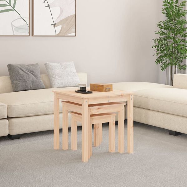 vidaXL Tables gigognes 3 pcs Bois de pin massif