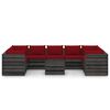 vidaXL Salon de jardin 10 pcs avec coussins Bois impr&eacute;gn&eacute; de gris