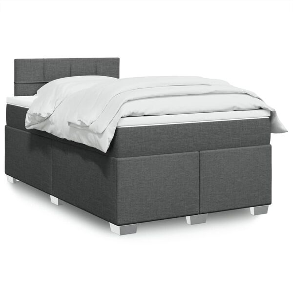 vidaXL Sommier &agrave; lattes de lit avec matelas gris fonc&eacute; 120x190cm tissu
