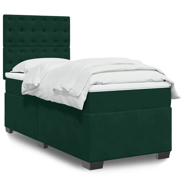 vidaXL Sommier &agrave; lattes de lit avec matelas Vert fonc&eacute; 90x200 cm