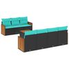 vidaXL Ensemble de canap&eacute; de jardin 8 pcs avec coussins noir r&eacute;sine tress&eacute;e