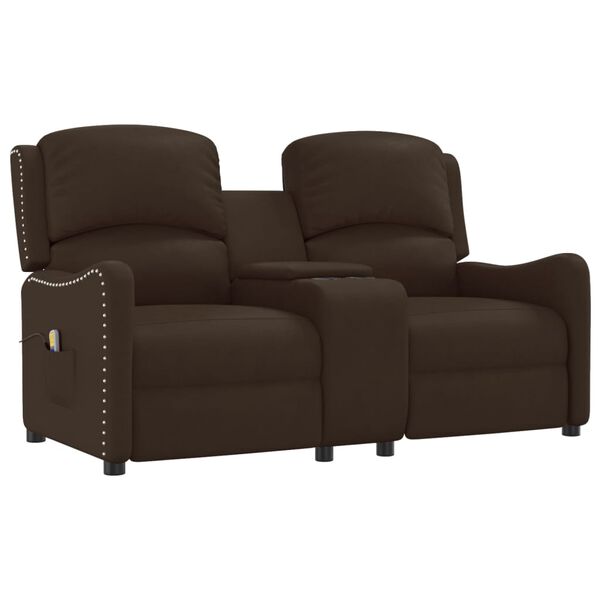vidaXL Fauteuil inclinable porte-gobelets 2 places marron similicuir
