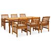 vidaXL Ensemble &agrave; manger de jardin 7 pcs avec coussins Acacia solide