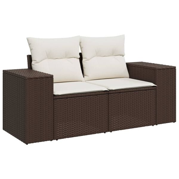 vidaXL Salon de jardin avec coussins 9 pcs marron r&eacute;sine tress&eacute;e