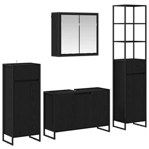 vidaXL Ensemble de mobilier de salle de bain avec tiroir Ch&ecirc;ne noir