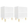 vidaXL Tables de chevet avec pieds en bois 2 pcs Blanc 40x30x50 cm