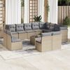 vidaXL Salon de jardin avec coussins 13 pcs beige r&eacute;sine tress&eacute;e