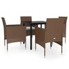 vidaXL Ensemble &agrave; manger de jardin coussins 5 pcs Marron/noir