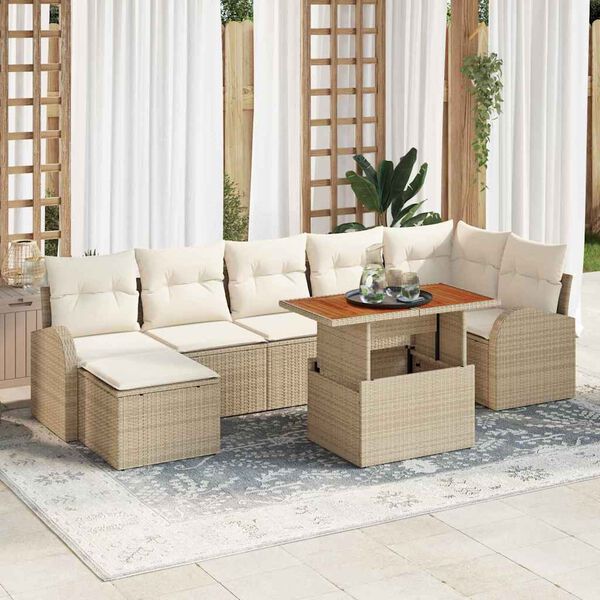 vidaXL Ensemble de canap&eacute; de jardin 8 pcs Beige Poly rotin