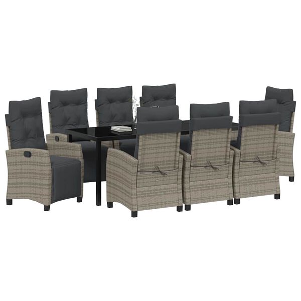vidaXL Ensemble de salle &agrave; manger pour jardin 9 pcs Gris polyrotin