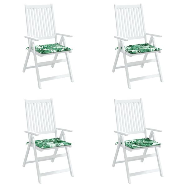 vidaXL Coussins de chaise lot de 4 motif de feuilles 40x40x4 cm tissu