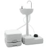 vidaXL Kit de Toilettes de Camping 2 pi&egrave;ces Gris et blanc