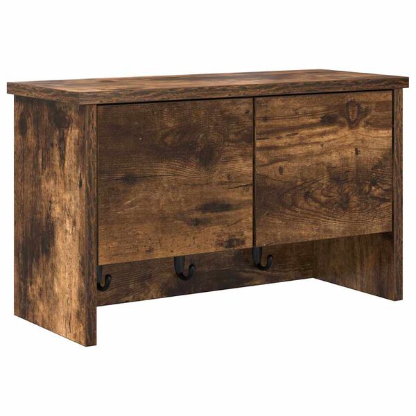 vidaXL Porte-manteau mural avec &eacute;tag&egrave;re Ch&ecirc;ne fum&eacute; 50 x 20 x 30 cm