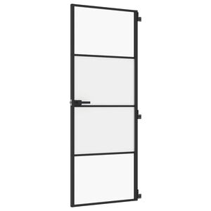 vidaXL Porte int&eacute;rieure mince noir 76x201,5 cm verre tremp&eacute; aluminium