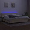vidaXL Sommier &agrave; lattes de lit et matelas et LED Cr&egrave;me 200x200cm Tissu