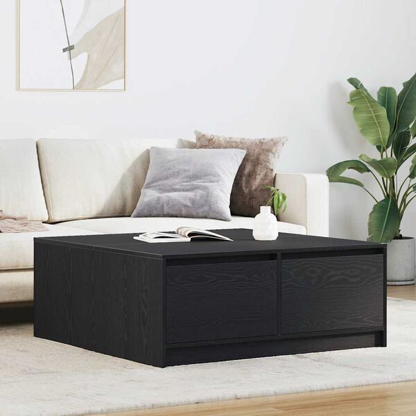 vidaXL Table basse avec tiroirs ch&ecirc;ne noir 100x100x40 cm