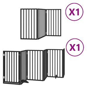 vidaXL Barri&egrave;re pour chien porte pliable 9 panneaux noir bois peuplier