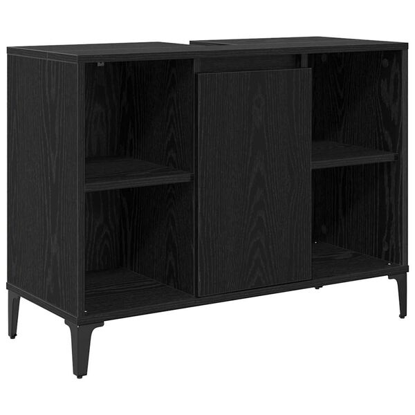 vidaXL Armoire d'&eacute;vier avec &eacute;tag&egrave;re Ch&ecirc;ne noir 80 x 33 x 60 cm