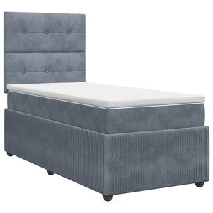vidaXL Lit boxspring avec matelas Gris fonc&eacute; 90 x 190 cm Velours