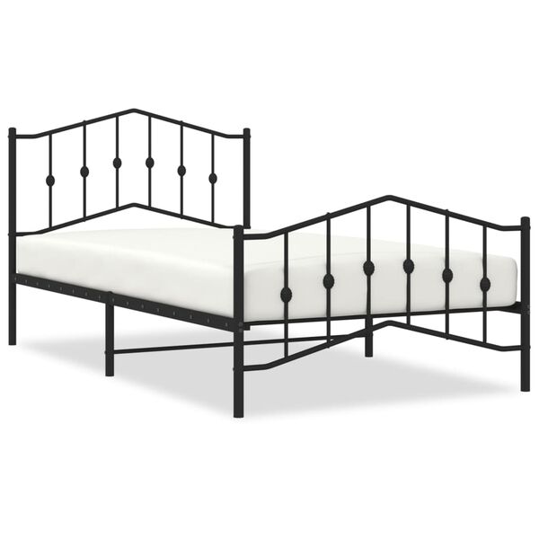vidaXL Cadre de lit m&eacute;tal sans matelas avec pied de lit noir 107x203cm
