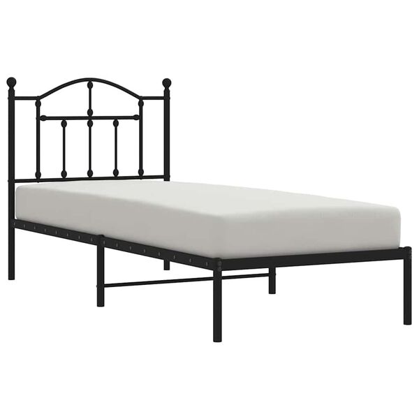 vidaXL Cadre de lit m&eacute;tal sans matelas avec t&ecirc;te de lit noir 90x200 cm