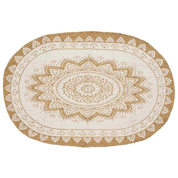vidaXL Tapis en Jute Floral Naturel 152 x 245 cm Jute