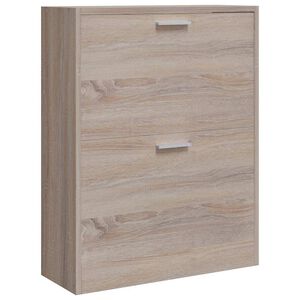 vidaXL Meuble &agrave; chaussures en bois avec 2 compartiments Aspect ch&ecirc;ne