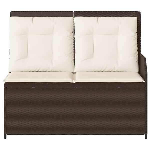 vidaXL Banc de jardin avec coussin Marron Poly rotin