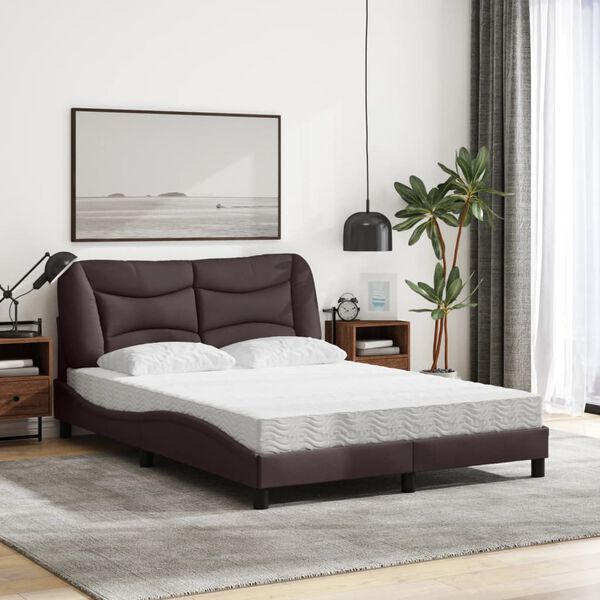 vidaXL Lit avec matelas Hvar marron fonc&eacute; 120x200 cm tissu