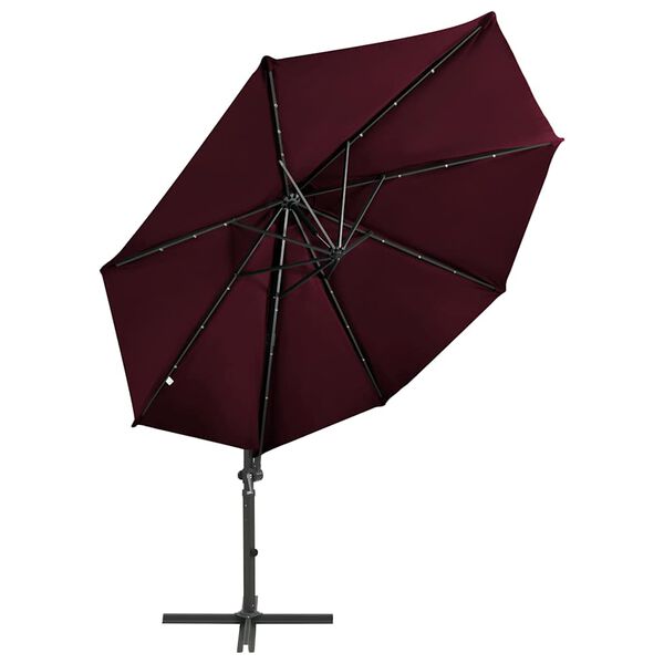 vidaXL Parasol de jardin en porte-à-faux avec mât et lumières LED