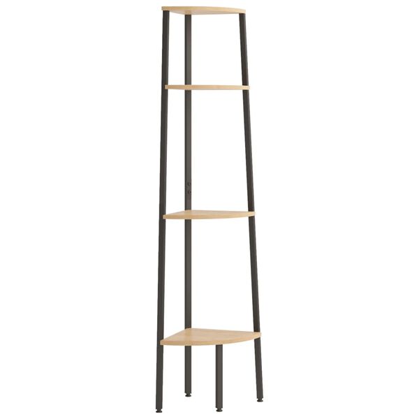 vidaXL Étagère d'angle à 4 niveaux Marron clair et noir 45,5 x 31,5 x 150 cm