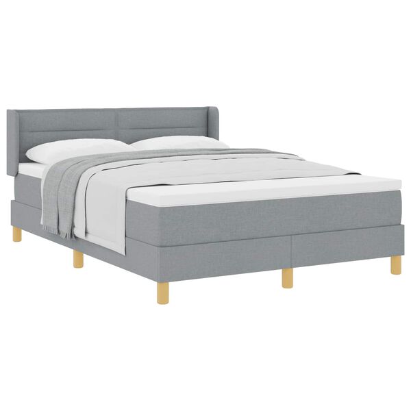 vidaXL Lit &agrave; ressorts avec matelas Gris clair 200 x 160 cm Polyester