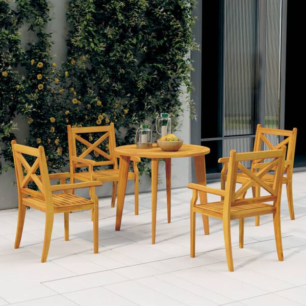 vidaXL Ensemble à manger de jardin 5 pcs Bois d'acacia solide