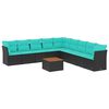vidaXL Salon de jardin 10 pcs avec coussins noir r&eacute;sine tress&eacute;e