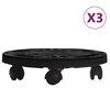 vidaXL Chariots &agrave; plantes avec roues 3 pcs Diam&egrave;tre 30 cm Noir 170 kg