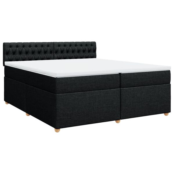 vidaXL Sommier &agrave; lattes de lit avec matelas Noir 200x200 cm Tissu