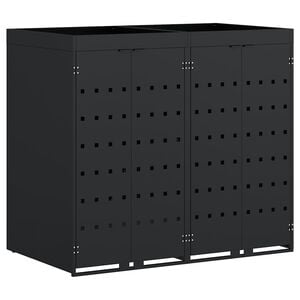 vidaXL Rangement de poubelle &agrave; roulettes pour 3 poubelles Anthracite